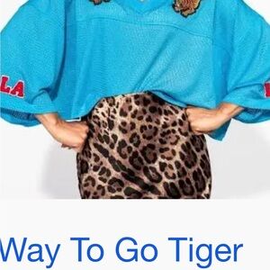 Blue Tiger Embroidered Women's Top
